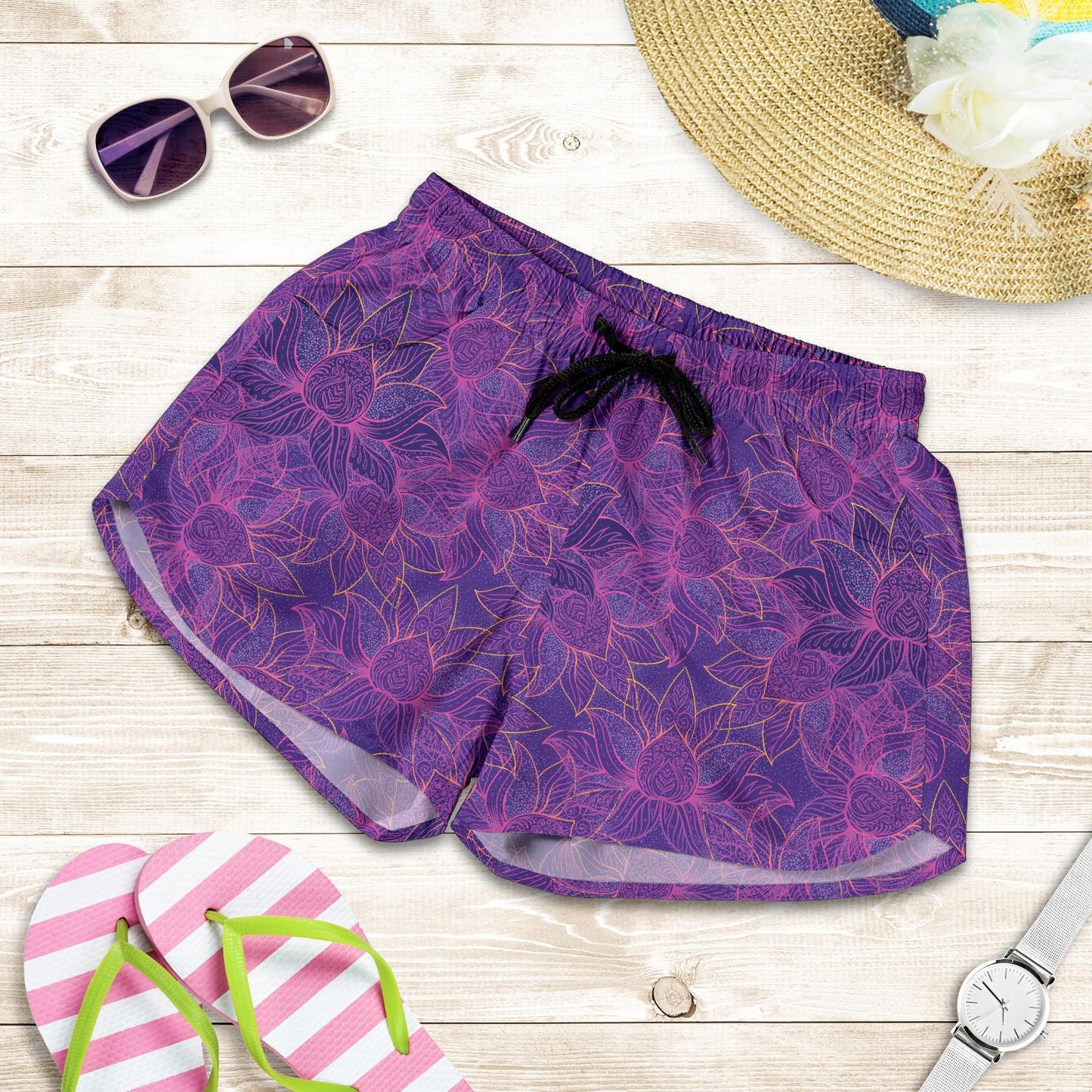 Bohemian Lotus Mandala Style Women Shorts-JTAMIGO.COM