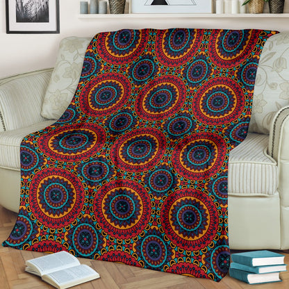 Bohemian Mandala Style Print Fleece Blanket
