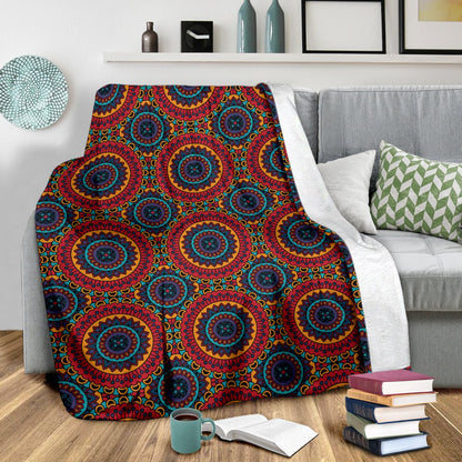 Bohemian Mandala Style Print Fleece Blanket