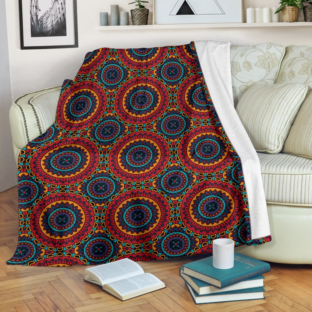 Bohemian Mandala Style Print Fleece Blanket
