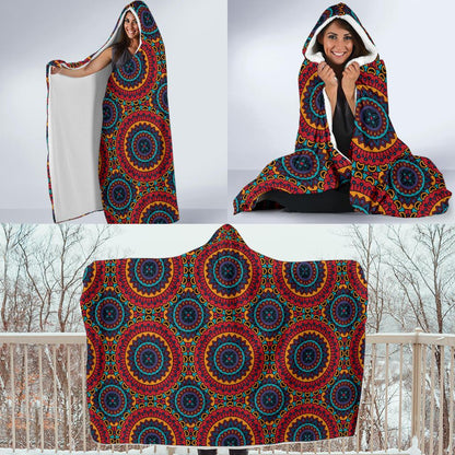 Bohemian Mandala Style Print Hooded Blanket-JTAMIGO.COM