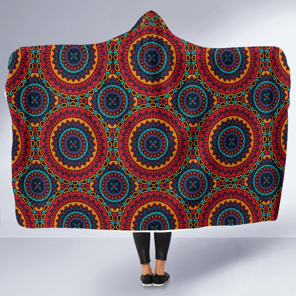 Bohemian Mandala Style Print Hooded Blanket-JTAMIGO.COM