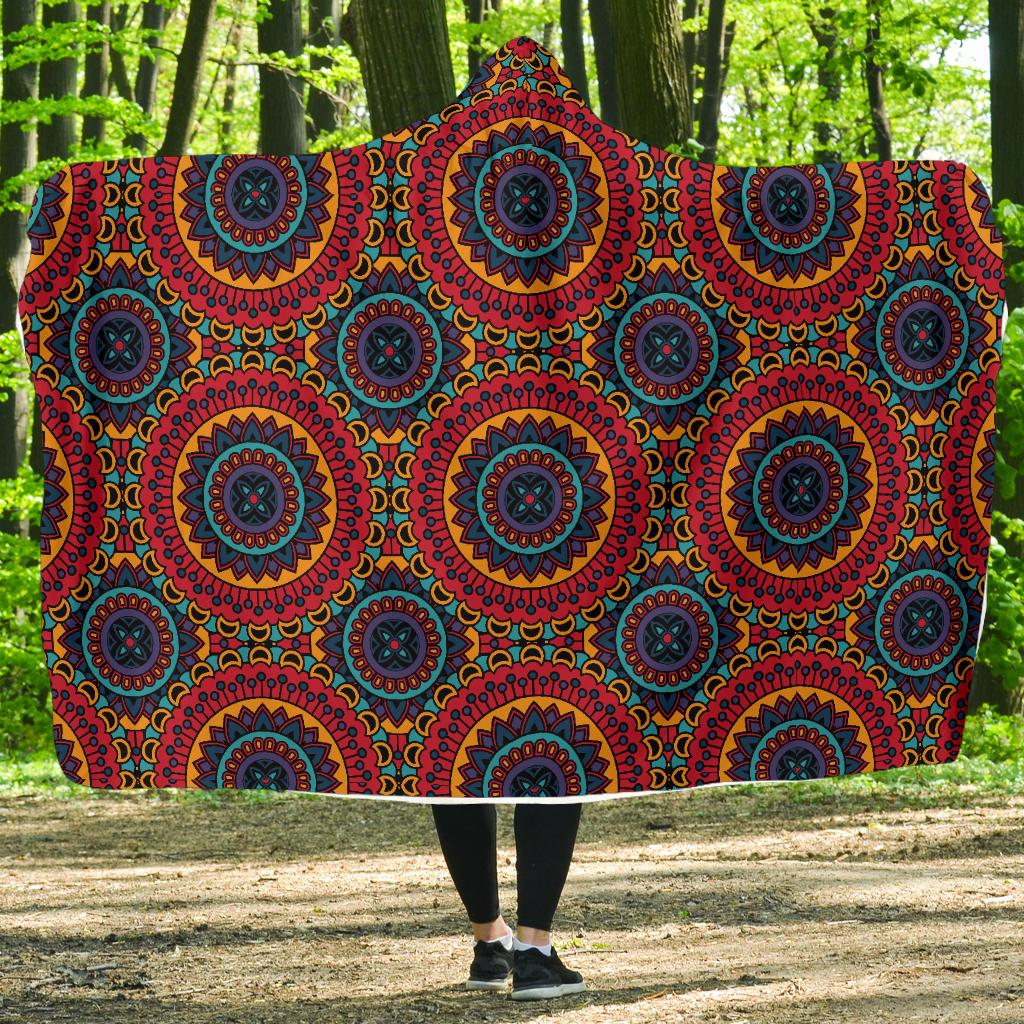 Bohemian Mandala Style Print Hooded Blanket-JTAMIGO.COM