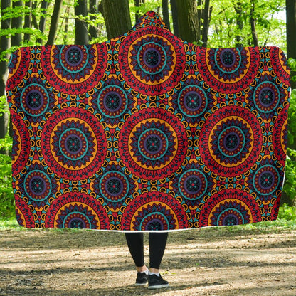 Bohemian Mandala Style Print Hooded Blanket-JTAMIGO.COM