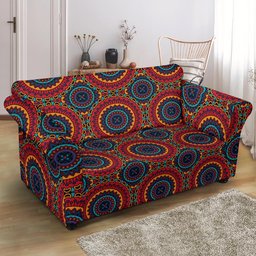 Bohemian Mandala Style Print Loveseat Slipcover-JTAMIGO.COM