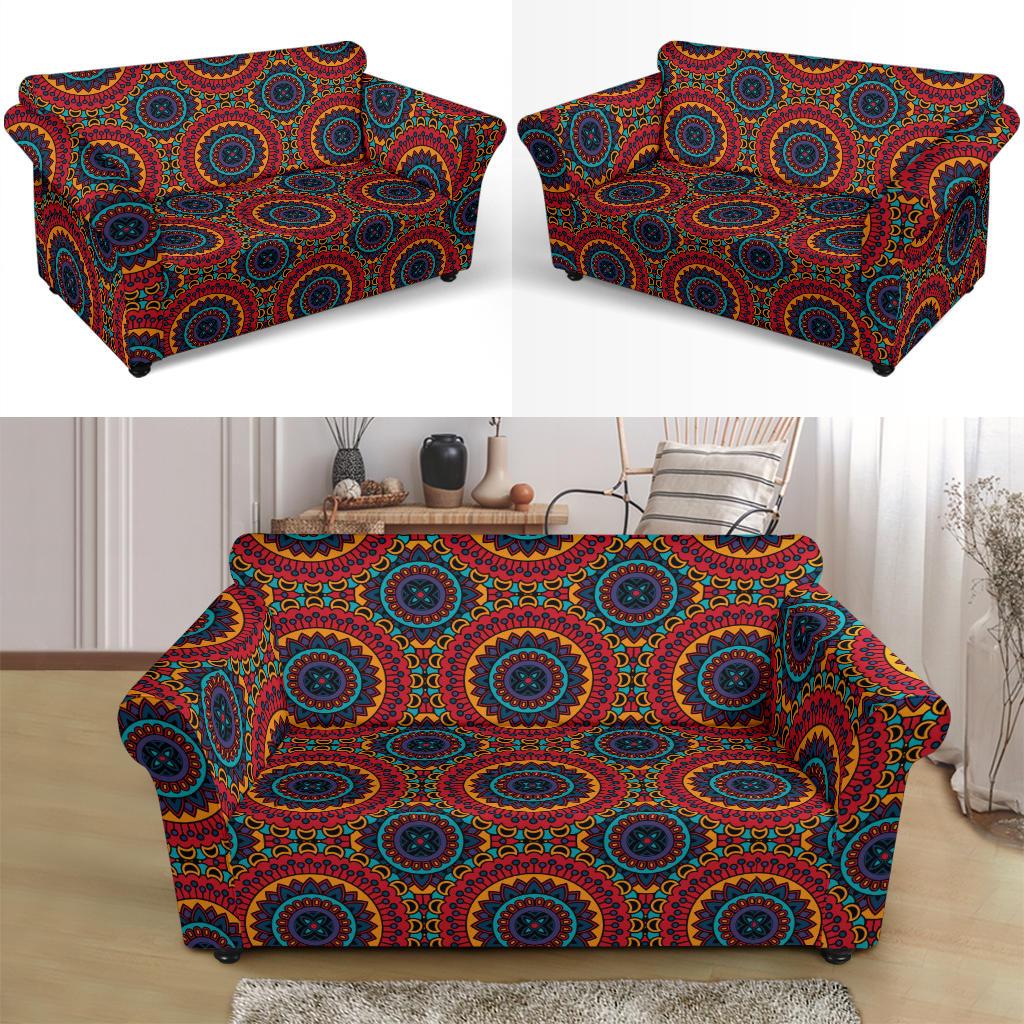 Bohemian Mandala Style Print Loveseat Slipcover-JTAMIGO.COM