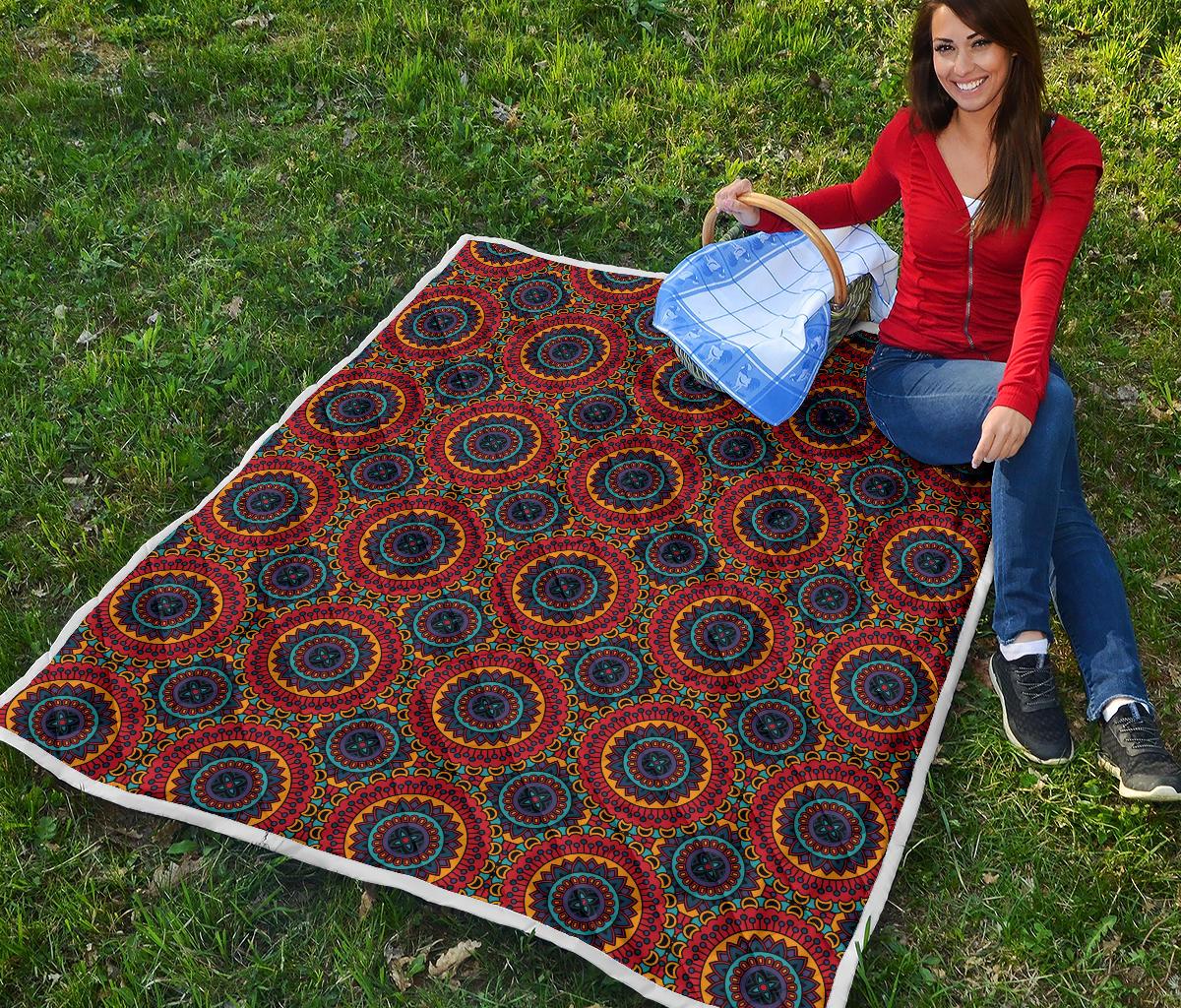 Bohemian Mandala Style Print Premium Quilt-JTAMIGO.COM
