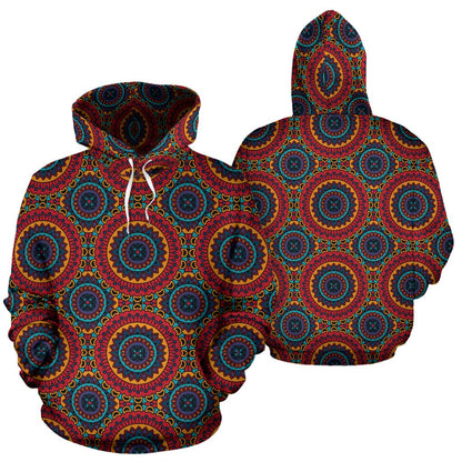 Bohemian Mandala Style Print Pullover Hoodie