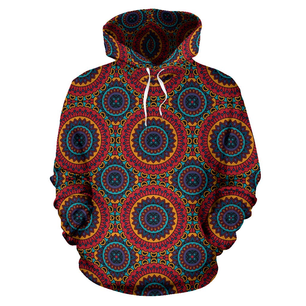 Bohemian Mandala Style Print Pullover Hoodie