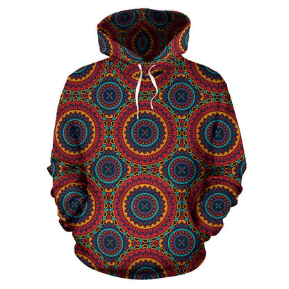 Bohemian Mandala Style Print Pullover Hoodie