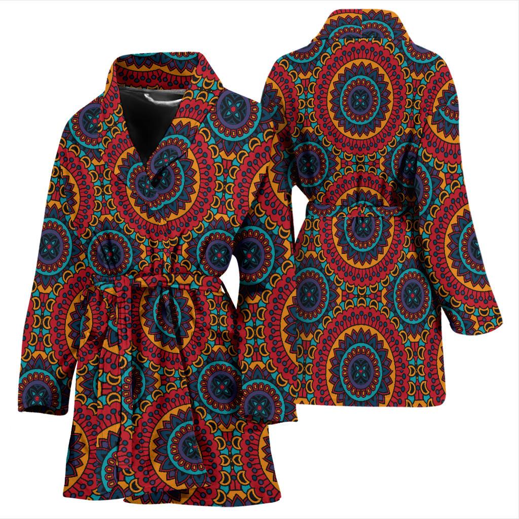 Bohemian Mandala Style Print Women Bath Robe-JTAMIGO.COM