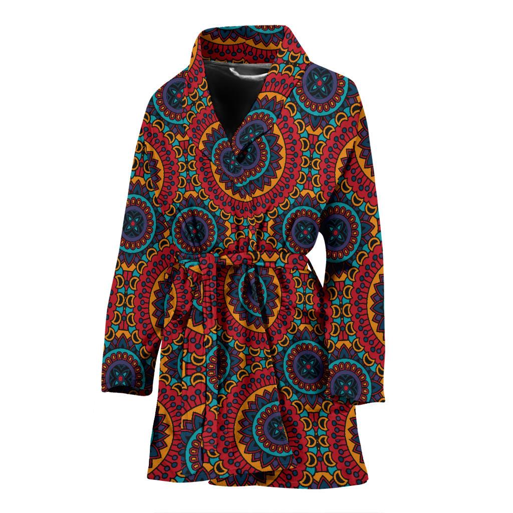Bohemian Mandala Style Print Women Bath Robe-JTAMIGO.COM