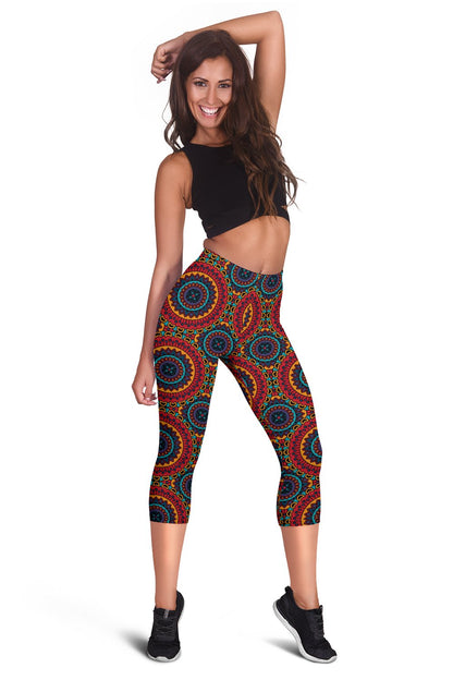 Bohemian Mandala Style Print Women Capris