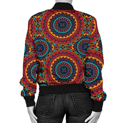 Bohemian Mandala Style Print Women Casual Bomber Jacket