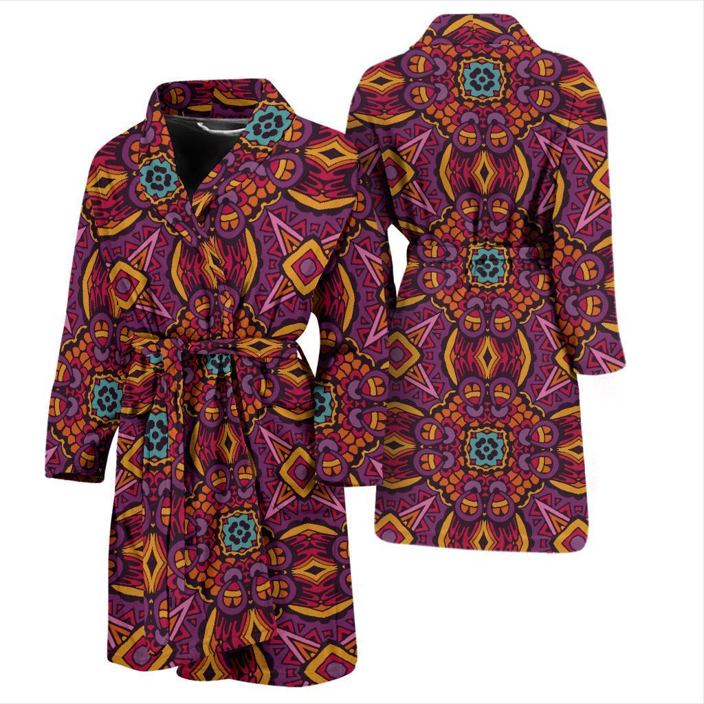 Bohemian Pattern Print Design 10 Men Bathrobe-JORJUNE.COM