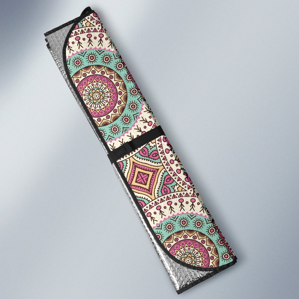 Bohemian Round Style Print Car Sun Shade For Windshield