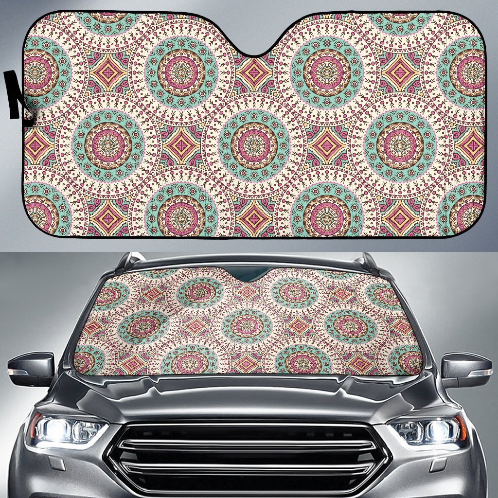 Bohemian Round Style Print Car Sun Shade For Windshield