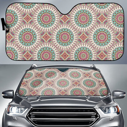 Bohemian Round Style Print Car Sun Shade For Windshield