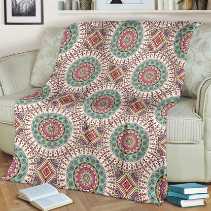 Bohemian Round Style Print Fleece Blanket