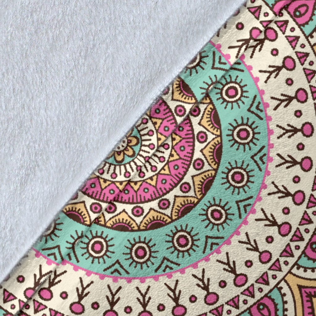 Bohemian Round Style Print Fleece Blanket
