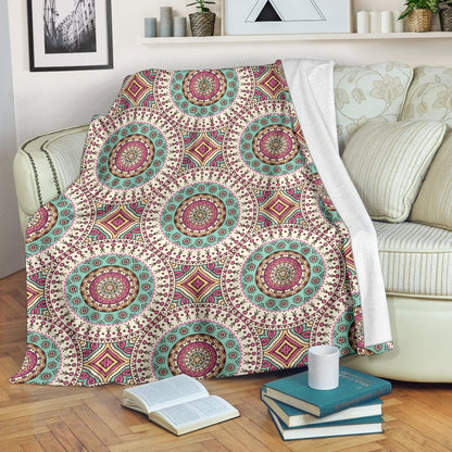 Bohemian Round Style Print Fleece Blanket