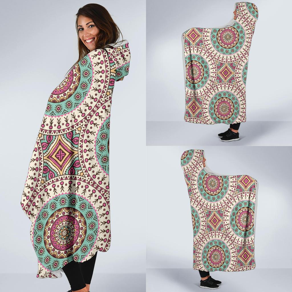Bohemian Round Style Print Hooded Blanket-JTAMIGO.COM