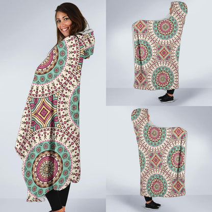 Bohemian Round Style Print Hooded Blanket-JTAMIGO.COM
