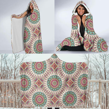 Bohemian Round Style Print Hooded Blanket-JTAMIGO.COM