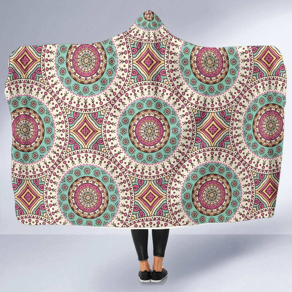 Bohemian Round Style Print Hooded Blanket-JTAMIGO.COM