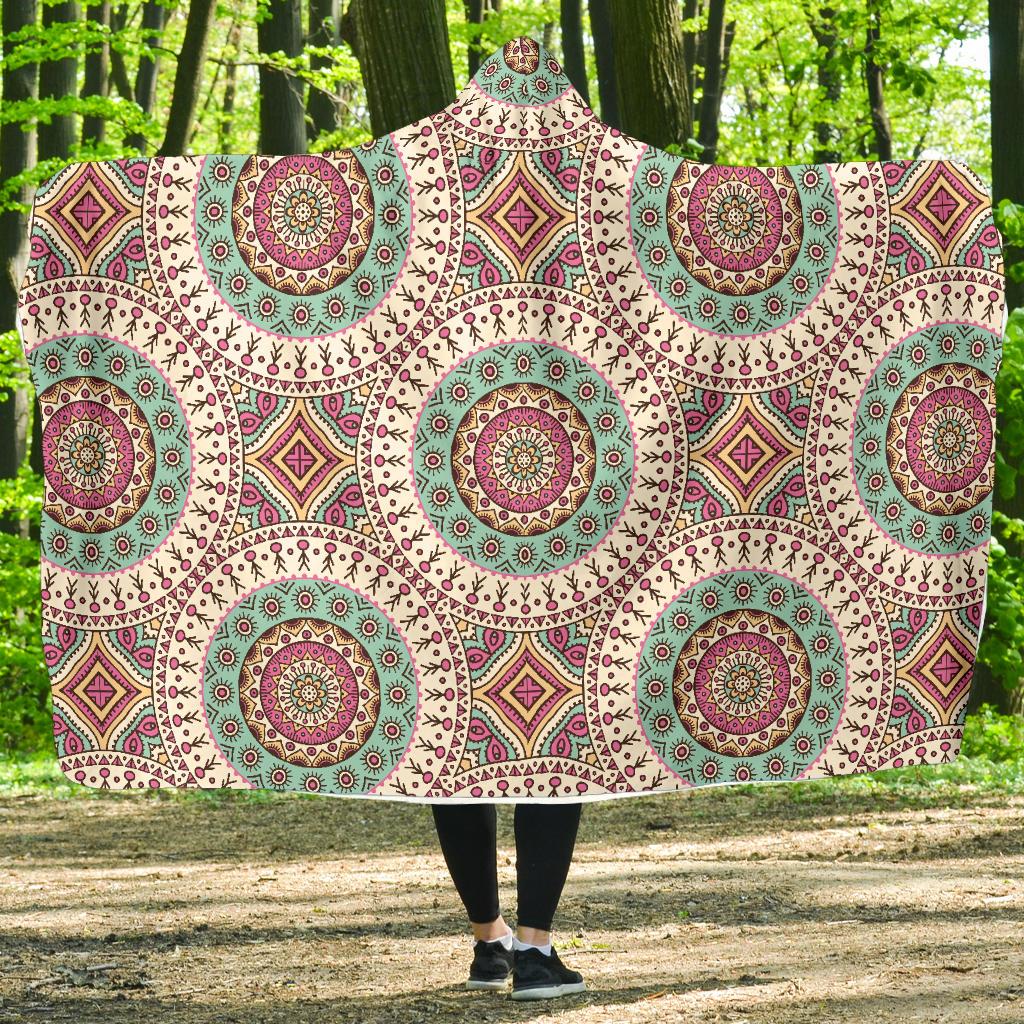 Bohemian Round Style Print Hooded Blanket-JTAMIGO.COM