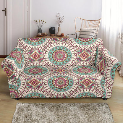 Bohemian Round Style Print Loveseat Slipcover-JTAMIGO.COM