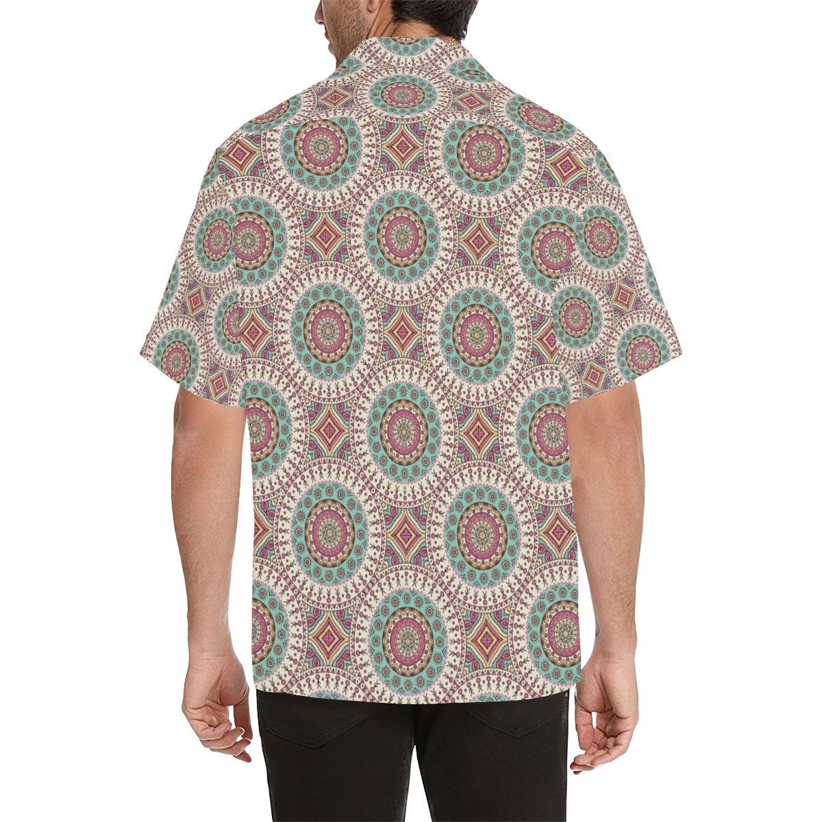 Bohemian Round Style Print Men Aloha Hawaiian Shirt