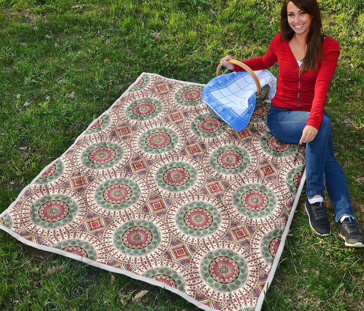 Bohemian Round Style Print Premium Quilt-JTAMIGO.COM