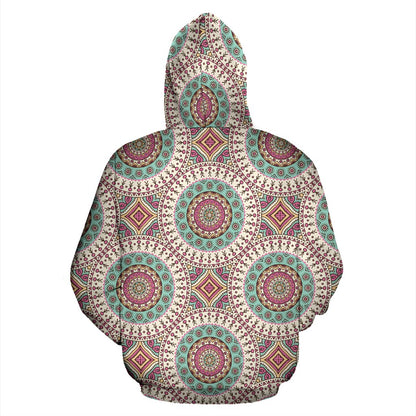 Bohemian Round Style Print Pullover Hoodie