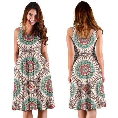 Bohemian Round Style Print Sleeveless Dress