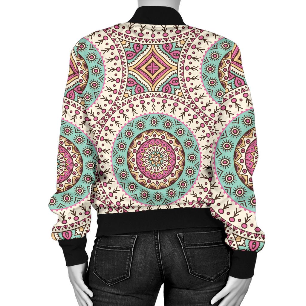 Bohemian Round Style Print Women Casual Bomber Jacket