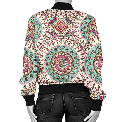 Bohemian Round Style Print Women Casual Bomber Jacket