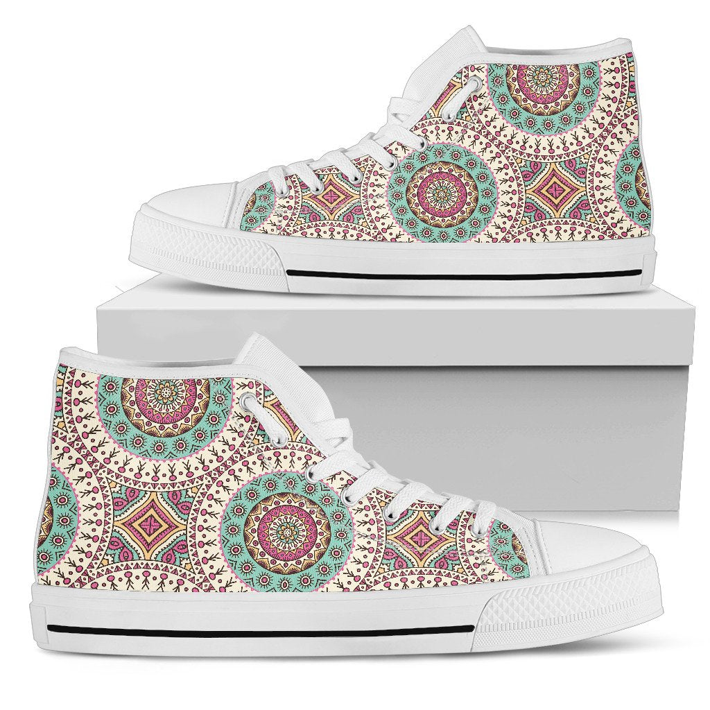 Bohemian Round Style Print Women High Top Shoes