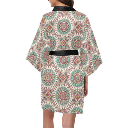 Bohemian Round Style Print Women Short Kimono Robe