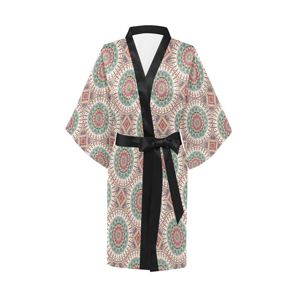 Bohemian Round Style Print Women Short Kimono Robe
