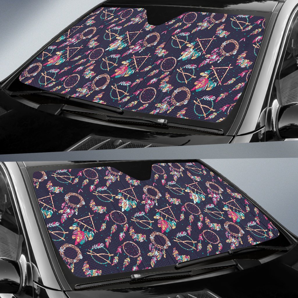 Boho Dream Catcher Colorful Car Sun Shade For Windshield