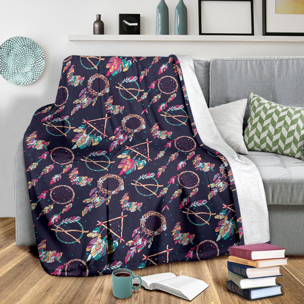 Boho Dream Catcher Colorful Fleece Blanket