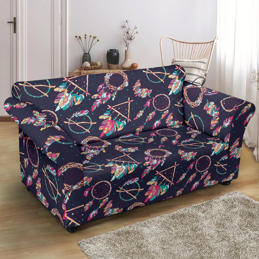 Boho Dream Catcher Colorful Loveseat Slipcover-JTAMIGO.COM