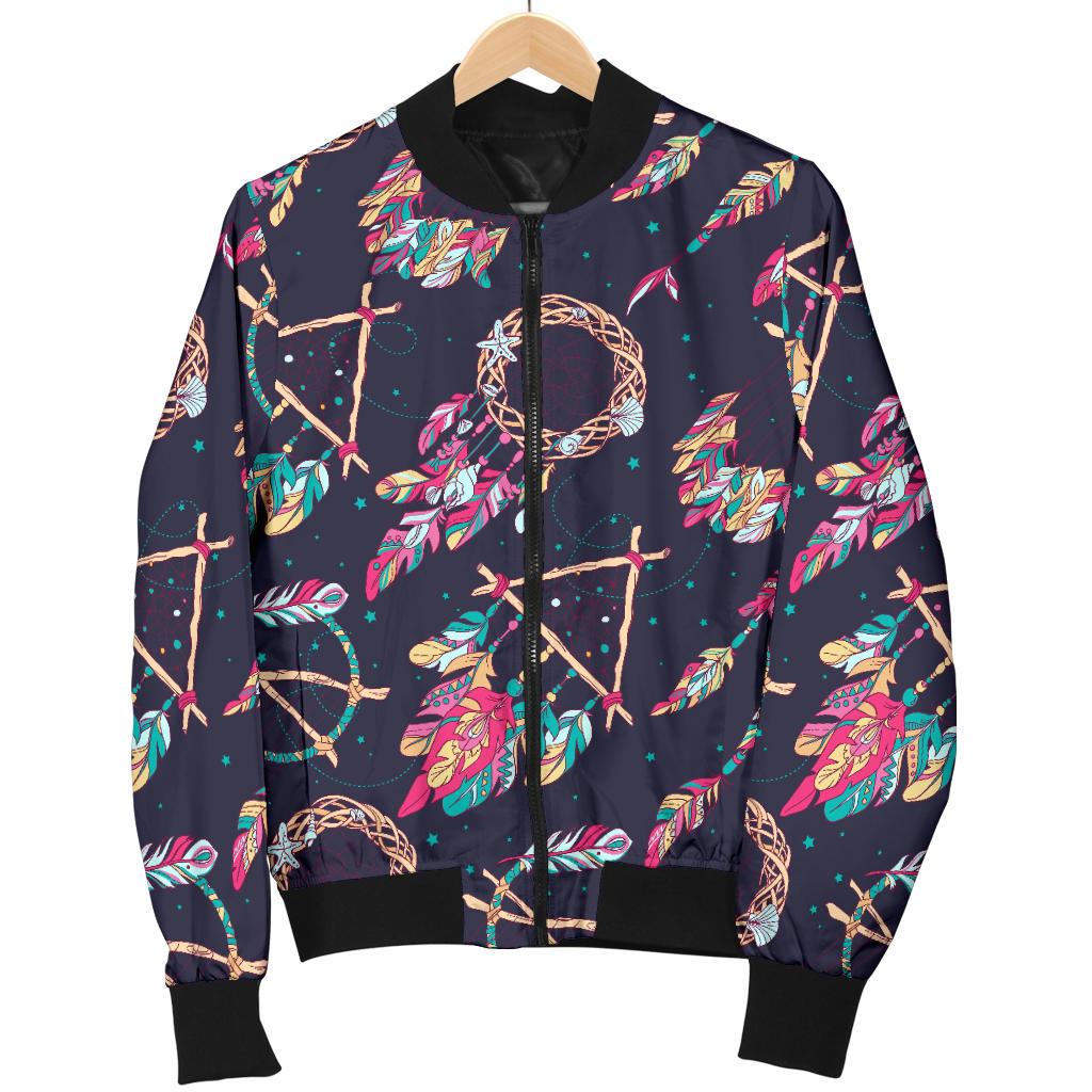 Boho Dream Catcher Colorful Women Casual Bomber Jacket