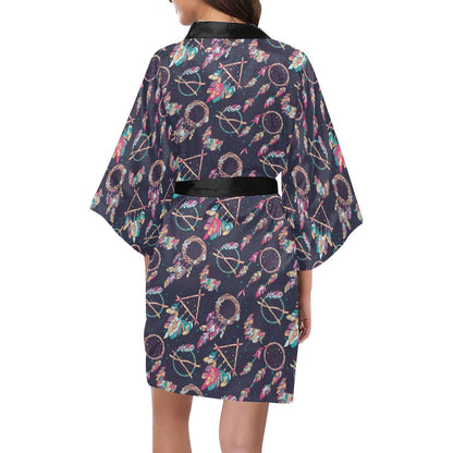 Boho Dream Catcher Colorful Women Short Kimono Robe