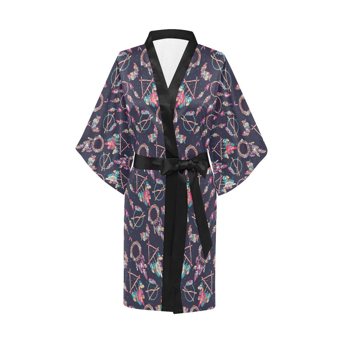 Boho Dream Catcher Colorful Women Short Kimono Robe