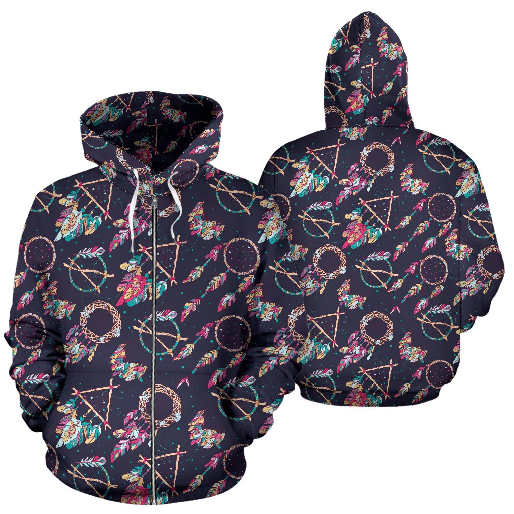 Boho Dream Catcher Colorful Zip Up Hoodie