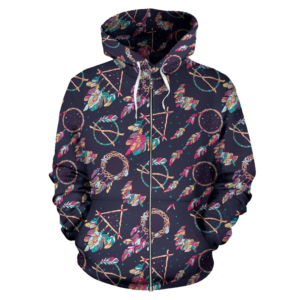 Boho Dream Catcher Colorful Zip Up Hoodie