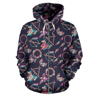 Boho Dream Catcher Colorful Zip Up Hoodie