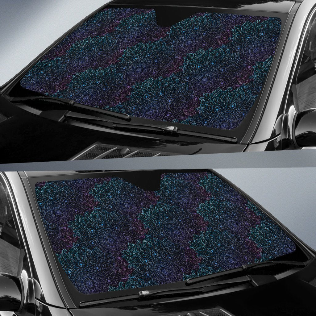 Boho Floral Mandala Car Sun Shade For Windshield